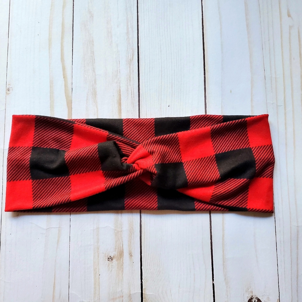 Headband Christmas buffalo red plaid